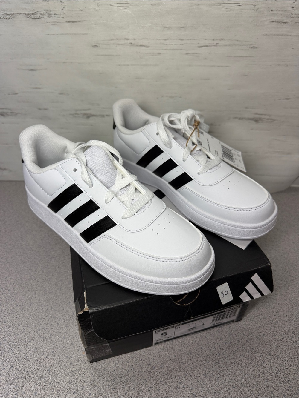 adidas kids White Sneakers with Black Three-Stripes